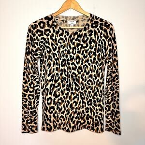 J. Crew Leopard-Print Scoop Neck Sweater in Black, Tan, Cream